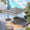 DEGHI Ombrellone palo laterale 4x3 m in alluminio antracite con multi telo grigio - Voltar