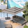 DEGHI Ombrellone palo laterale 4x3 m in alluminio tortora con multi telo tortora - Voltar