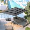 DEGHI Ombrellone palo laterale 4x3 m in alluminio antracite con multi telo antracite - Voltar