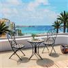 DEGHI Set bistrot con tavolo Ø 60 cm e due sedie con decorazione mosaico - Otranto