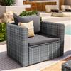 DEGHI Poltrona da giardino in polyrattan grigio con cuscini - Horizon