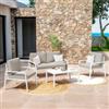 DEGHI Set relax 4 posti in alluminio bianco con cuscini grigio chiaro - Carridi