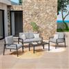 DEGHI Set relax 4 posti in alluminio antracite con cuscini grigi - Carridi