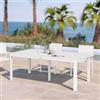 DEGHI Tavolo da esterno allungabile 200/260/320x100 cm in alluminio bianco con top a doghe - Carioca