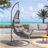 DEGHI Poltrona sospesa in polyrattan grigio con cuscini grigi - Duna