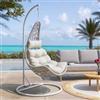 DEGHI Poltrona sospesa in polyrattan bianco con cuscini panna - Duna