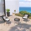 DEGHI Set relax 2 poltrone e tavolino rotondo 51 cm in acciaio e polyrattan nero - Ikapia