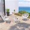 DEGHI Set relax 2 poltrone e tavolino rotondo 51 cm in acciaio e polyrattan bianco - Ikapia