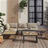 DEGHI Set relax modulare in alluminio antracite e dettagli effetto legno con cuscini tortora - Scilla