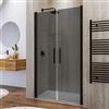 DEGHI Box doccia nicchia 115 cm saloon con vetro anticalcare fumè e profilo nero 195h - Lost