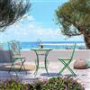DEGHI Set bistrot in metallo verde con tavolo rotondo 60 cm top maioliche e 2 sedie pieghevoli - Otranto Color