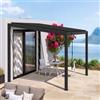 DEGHI Pergola bioclimatica 3x3 m con tetto a lamelle regolabili in alluminio antracite - Enea Vertex