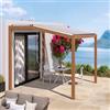 DEGHI Pergola bioclimatica 3x3 m con tetto inclinato a lamelle regolabili in alluminio effetto legno - Enea Vertex