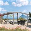 DEGHI Gazebo bioclimatico 6x3 m con tetto inclinato a lamelle regolabili in alluminio tortora - Enea Vertex