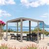 DEGHI Gazebo bioclimatico 4x3 m con tetto a lamelle regolabili in alluminio tortora - Enea Vertex
