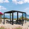 DEGHI Gazebo bioclimatico 4x3 m con tetto a lamelle regolabili in alluminio antracite - Enea Vertex