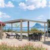 DEGHI Gazebo bioclimatico 6x3 m con tetto a lamelle regolabili in alluminio tortora - Enea Vertex
