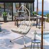 DEGHI Poltrona sospesa con gambe a trespolo in acciaio beige con cuscino trapuntato a righe - Ravyn