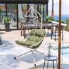 DEGHI Poltrona sospesa con gambe a trespolo in acciaio beige con cuscino trapuntato verde - Ravyn