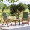 DEGHI Set relax con 2 sdraio e tavolino 50x50 cm in legno di acacia e corda verde olivia - Yadira