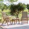 DEGHI Set relax con 2 sdraio e tavolino 50x50 cm in legno di acacia e corda tortora - Yadira