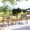 DEGHI Set relax con 2 poltrone e tavolino 50x50 cm in legno di acacia e corda tortora - Yadira