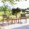 DEGHI Set relax con 2 poltrone e tavolino 50x50 cm in legno di acacia e corda verde oliva - Yadira