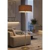 Illuminando CILINDRO LAMPADA DA TERRA D58 CM IN METALLO 5 COLORI CON PARALUME IN TESSUTO DI LINO 3 COLORI MODERNA