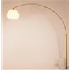 Illuminando CURVE PIANTANA AD ARCO IN METALLO NERO ORO,BASE IN MARMO BIANCO E PARALUME D40 CM BIANCO MODERNA