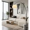 Illuminando CURVE PIANTANA AD ARCO IN METALLO NERO ORO,BASE IN MARMO BIANCO E PARALUME D35 CM BIANCO MODERNA