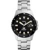Fossil Orologio subacqueo blu da uomo, movimento al quarzo con data a tre lancette e cinturino in acciaio inossidabile o in pelle, 42 mm, Nero e argento