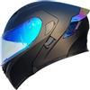 NIKANXIA Casco apribile modulare for moto, casco integrale omologato DOT ed ECE con doppia visiera, for uomini e donne adulti(I,XXL=61-62cm)