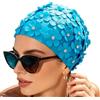 Generico Cuffia da nuoto - Design Petalo Strass | Cuffie Da Nuoto Impermeabili | per Donne Signore Mogli Madri Istruttrici Casa Bagno Appartamento Viaggi Spiagge Piscina Acque libere Vasche idromassaggio
