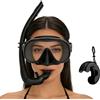 Generisch Set da snorkeling per adulti, vista panoramica e maschera a prova di perdite, con scatola portaoggetti, cinturino regolabile e boccaglio pieghevole, per uomini, donne, , famiglie, allenamento di