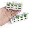 Odoria Casa delle Bambole Fioriera Miniatura: Scala 1/12 Fiore Pianta Giardino Moderno Blu Bianco - Mini Steccato Recinto Vegetazione All'aperto Modello DIY