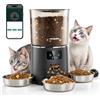 Vacqueen Mangiatoia automatica per gatti con APP e timer, 6 L / 25 porzioni di cibo per gatti, 3 ciotole, 3 confezioni di cibo secco, sistema anti-ostruzione, WiFi 2.4G, registrazione vocale 10 s, distributore