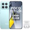 XIAOMI POCO F8 Pro-Smartphone da 12 + 512 GB,tripla fotocamera da 50 MP con OIS, schermo AMOLED da 6,59 120 Hz,Snapdragon 8 Elite,Hypercharge 100 W,blu,incluso cuffie smart incluse Bianco