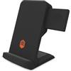 STM ChargeTree Go - Stazione di ricarica wireless portatile 3 in 1 per iPhone, Samsung, Android (15 W/7,5 W), AirPods (5 W), Apple Watch (3 W) - Certificato Qi - Nero