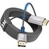 layajia Cavo DisplayPort a HDMI 4K 3M, Unidirezionale DP a HDMI Maschio UHD 4K@30Hz/2K@60Hz/1080P@120Hz, Cavo DP a HDTV in Nylon per Dell, Proiettore, Desktop, AMD, NVIDIA, Lenovo, HP, ThinkPad