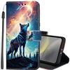 Lonrapa Cover per Samsung Galaxy S8 Custodia in PU Pelle Portafoglio per Galaxy S8 Fiori Colorati Motivo a Libro Flip Caso con Magnetica TPU Antiurto Protettiva Cover - Lupo
