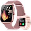 CASCHO Smartwatch Donna,1.85" HD Orologio Smartwatch con Chiamate Bluetooth e Assistente Vocale AI,120+ Sportive con Contapassi/Sonno/Cardiofrequenzimetro, Smart Watch per iOS Android, 2 Cinturini
