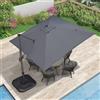 PURPLE LEAF Ombrellone da Giardino 3 x 3 m con Base a Croce, Ombrellone Decentrato Esterno in Alluminio Tessuto 240 g/m² con Protezione UV, Rotazione di 360° e Inclinabile, Grigio