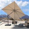 PURPLE LEAF Ombrellone da Giardino 2,5 x 3,5 m con Base a Croce, Ombrelloni da Esterno in Alluminio Tela Protezione UV 50+ con Inclinazione Bidirezionale e Rotazione di 360°, Beige