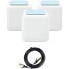 PNI GB1200 - Kit di sistema Wi-Fi Gigabit Mesh e cavo di rete piatto CAT7 S/STP 1bc PNI U7015B da 1,5 m
