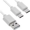 InLine Cavo di ricarica a Y 2 in 1, USB-A a 2 x USB-C, potenza di ricarica fino a 25 W, compatto doppio cavo di ricarica per gadget, nessuna ricarica rapida, bianco, 0,5 m, 35126 W