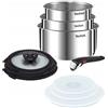 Tefal Ingenio Emotion - Set di pentole 16/18/20 cm, 10 pezzi, pentole + coperchi in vetro, coperchi in plastica, manico rimovibile