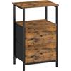 VASAGLE Comodino, Tavolino con 2 Cassetti in Tessuto, Alto 61 cm, con Ripiano Portaoggetti, per Soggiorno Camera da Letto, Marrone Vintage LGS025B01, Nero Inchiostro e Nero Opaco, 38 x 28 x 61 cm