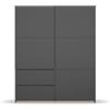 Rauch Möbel Siviglia Armadio per la porta del pavimento, GraumaTallic, Maniglia Strip GraumeTallic, 2-Door, incl. 2 rastrellini per abiti, 2 ripiani 175x210x59 cm
