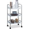 Relaxdays 10021749 Carrello da Cucina Portavivande, Metallo, 3 Ripiani, con Manico e Freni, HxLxP: 75x40,5x31 cm, Bianco