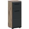 xonox.home - Armadio da pavimento Ice 30 x 80 x 30 cm in corpo Nox Oak e parte anteriore nero opaco - Mobile da bagno in effetto legno - moderno e salvaspazio